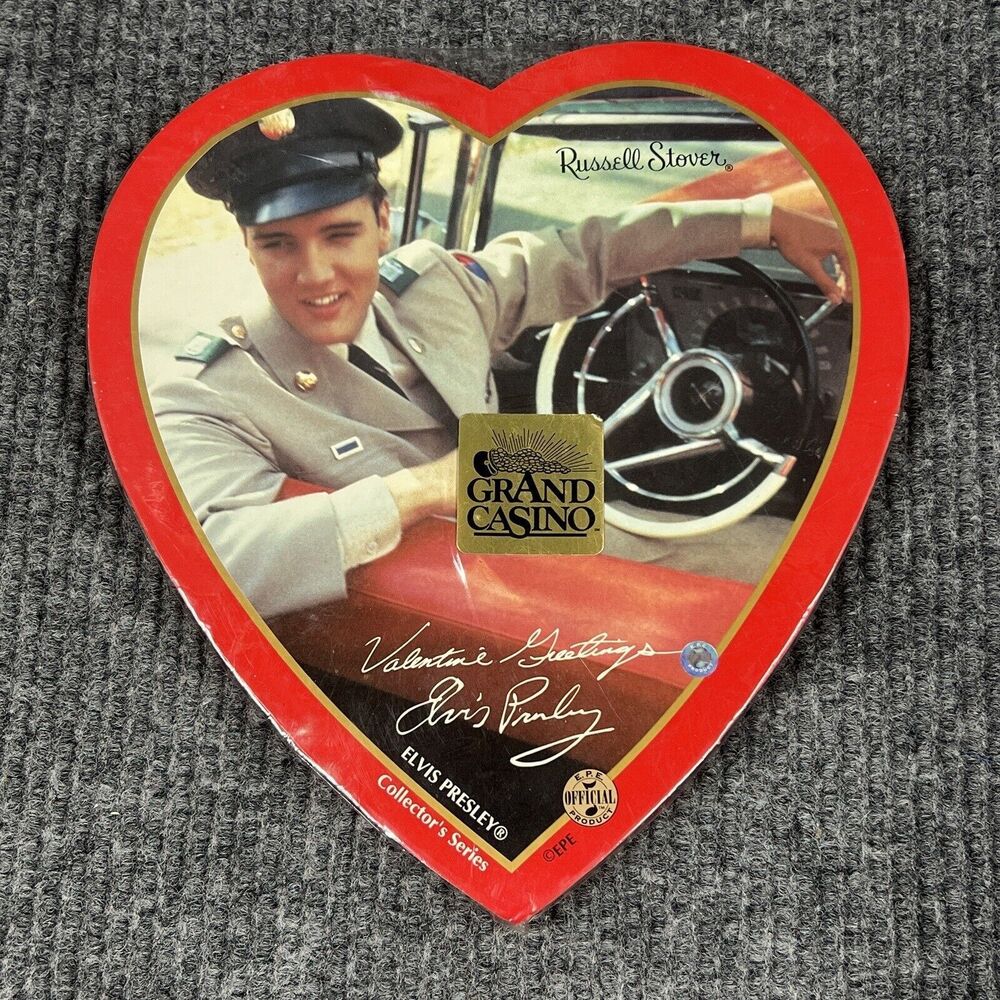 VTG ELVIS PRESLEY 10” Russell Stover Heart Chocolate Box Collector Series Casino